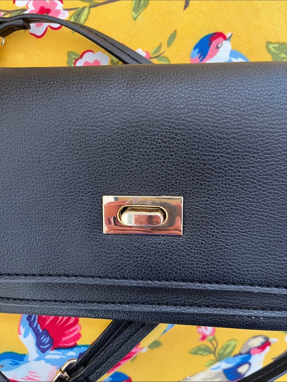 JustFab Black Crossbody Wallet with Gold Turn-Lock - Picture 5 of 6
